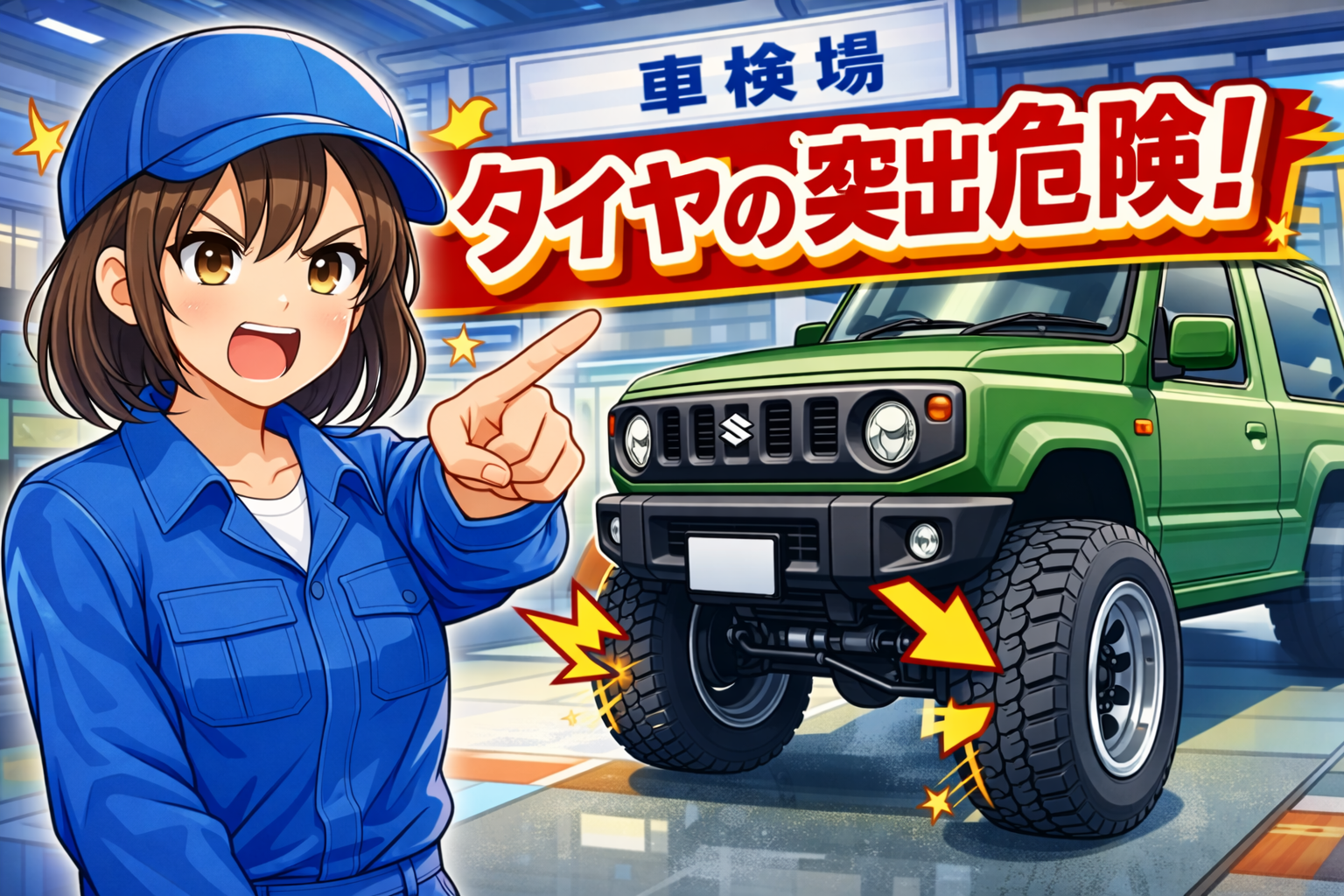 タイヤ突出危険